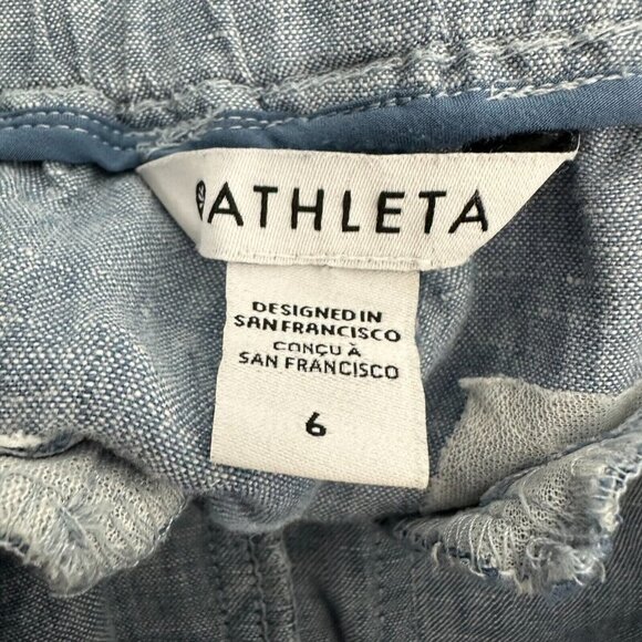Athleta Cabo Linen Jogger Pants Size 8 Blue Drawstring Pockets 530642 - Picture 4 of 10